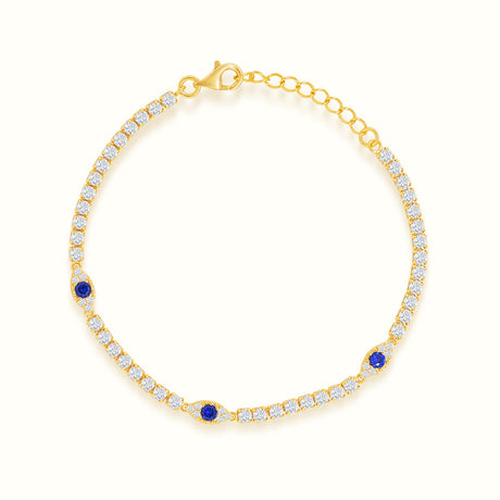 Women's Vermeil Diamond Evil Eye Tennis Bracelet The Gold Goddess Women’s Jewelry By The Gold Gods