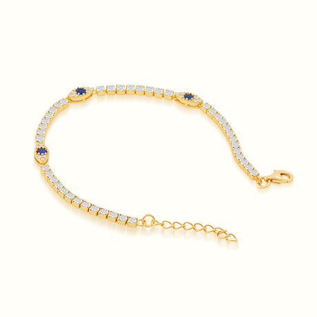 Women's Vermeil Diamond Evil Eye Tennis Bracelet The Gold Goddess Women’s Jewelry By The Gold Gods