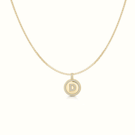 Women's Vermeil Diamond Initial Letter Coin Necklace Pendant