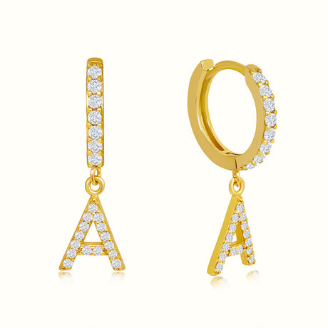 Women's Vermeil Diamond Letter A Hoop Earrings The Gold Goddess Women’s Jewelry By The Gold Gods