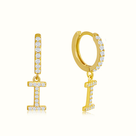 Women's Vermeil Diamond Letter I Hoop Earrings The Gold Goddess Women’s Jewelry By The Gold Gods