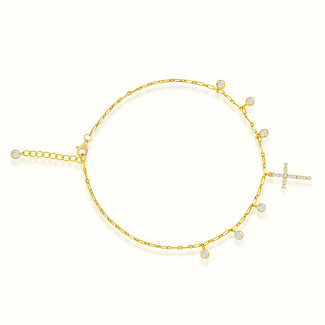 Women's Vermeil Diamond Mini Cross Anklet The Gold Goddess Women’s Jewelry By The Gold Gods