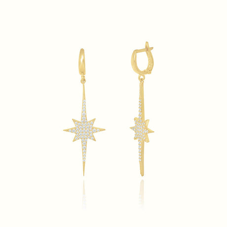 Women's Vermeil Diamond Shinning Star Earrings The Gold Goddess Women’s Jewelry By The Gold Gods