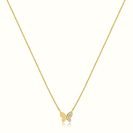 Women's Vermeil Gold & Diamond Butterfly Necklace Pendant The Gold Goddess Women’s Jewelry By The Gold Gods