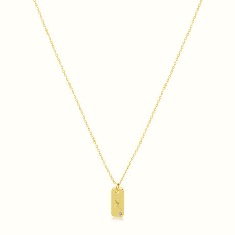 Women's Vermeil Letter Y Plate Necklace Pendant The Gold Goddess Women’s Jewelry By The Gold Gods