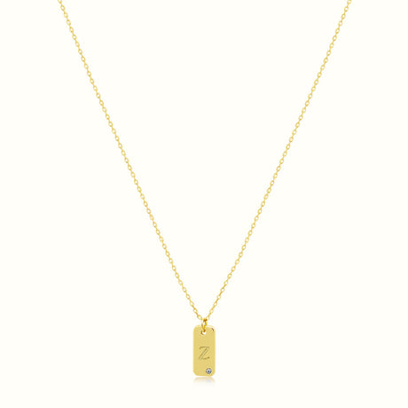 Women's Vermeil Letter Z Plate Necklace Pendant The Gold Goddess Women’s Jewelry By The Gold Gods