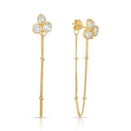 Women's Vermeil Trinity Diamond Petals Earrings The Gold Goddess Women’s Jewelry By The Gold Gods